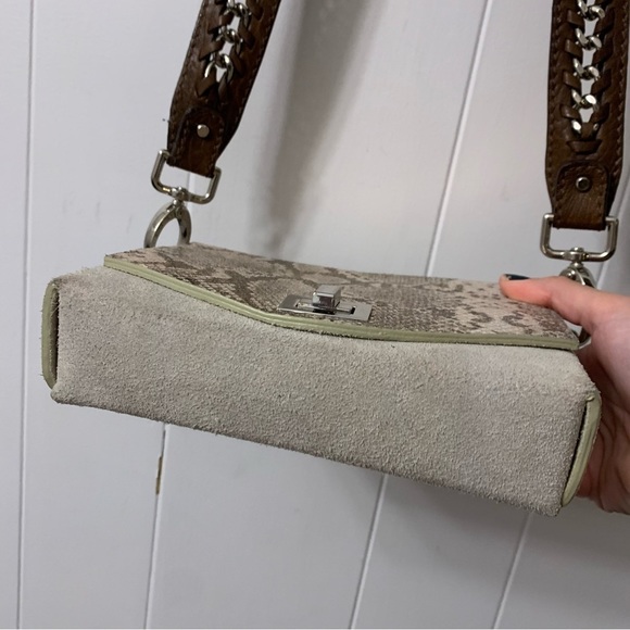 Free People Metallic Leather Snake Snakeskin Print Bag Purse Small Crossbody - Picture 5 of 16